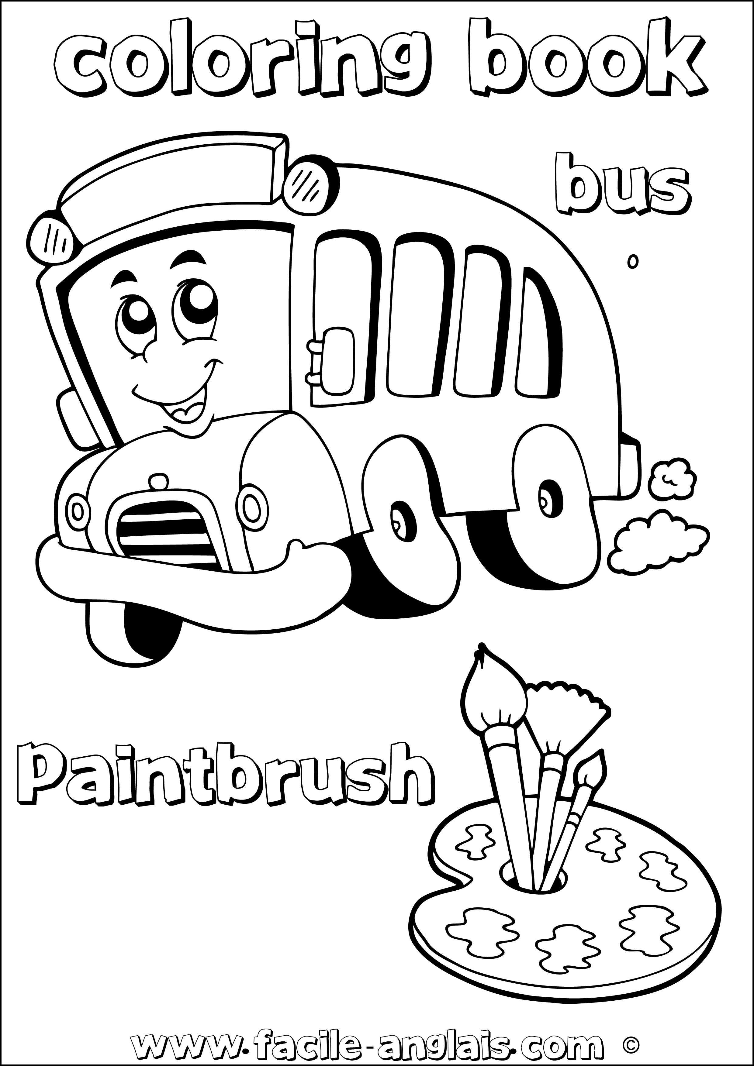 coloring book bus paintbrush