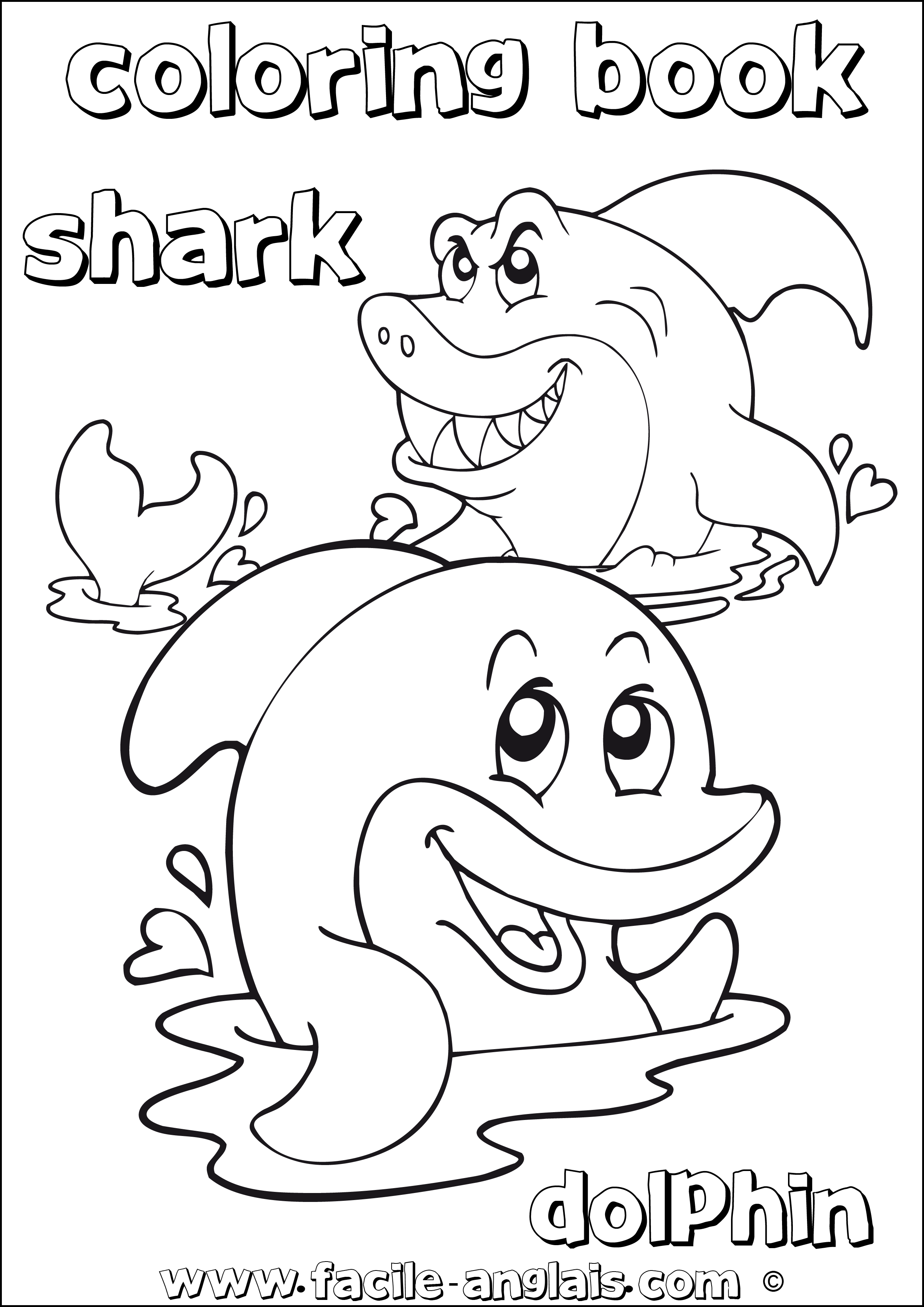 Coloring Dolphin And Shark Coloriage Avec Un Dauphin Et Un Requin Anglais Facile Cours Et Exercices D Anglais Gratuit Et Facile