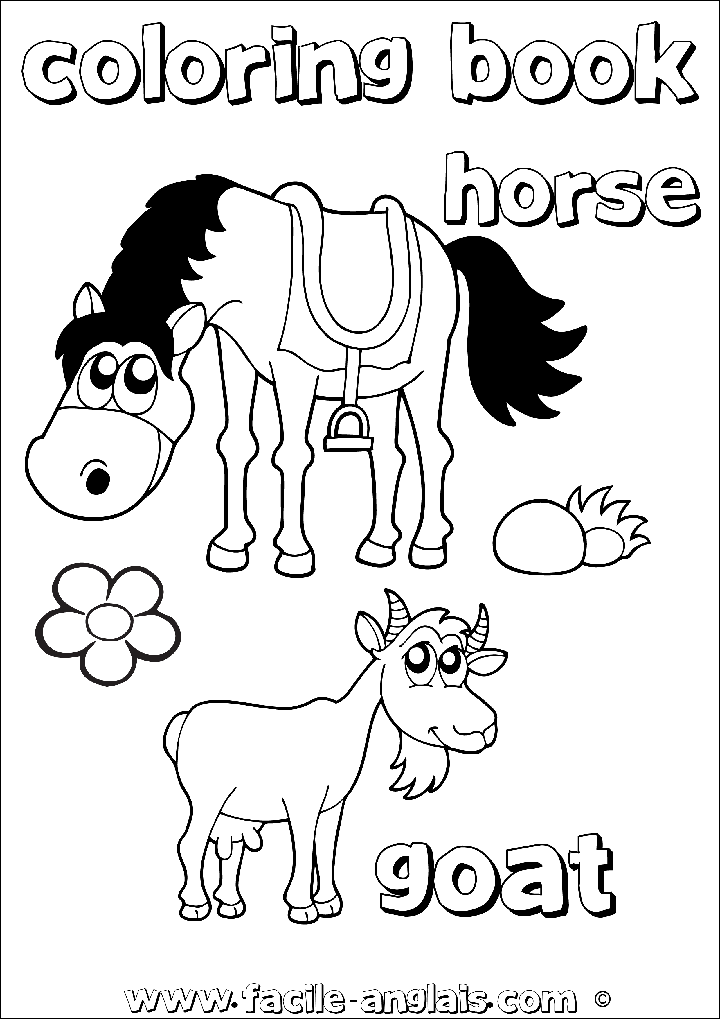 Coloring Book horse an Goat (Coloriage Cheval et Chêvre)
