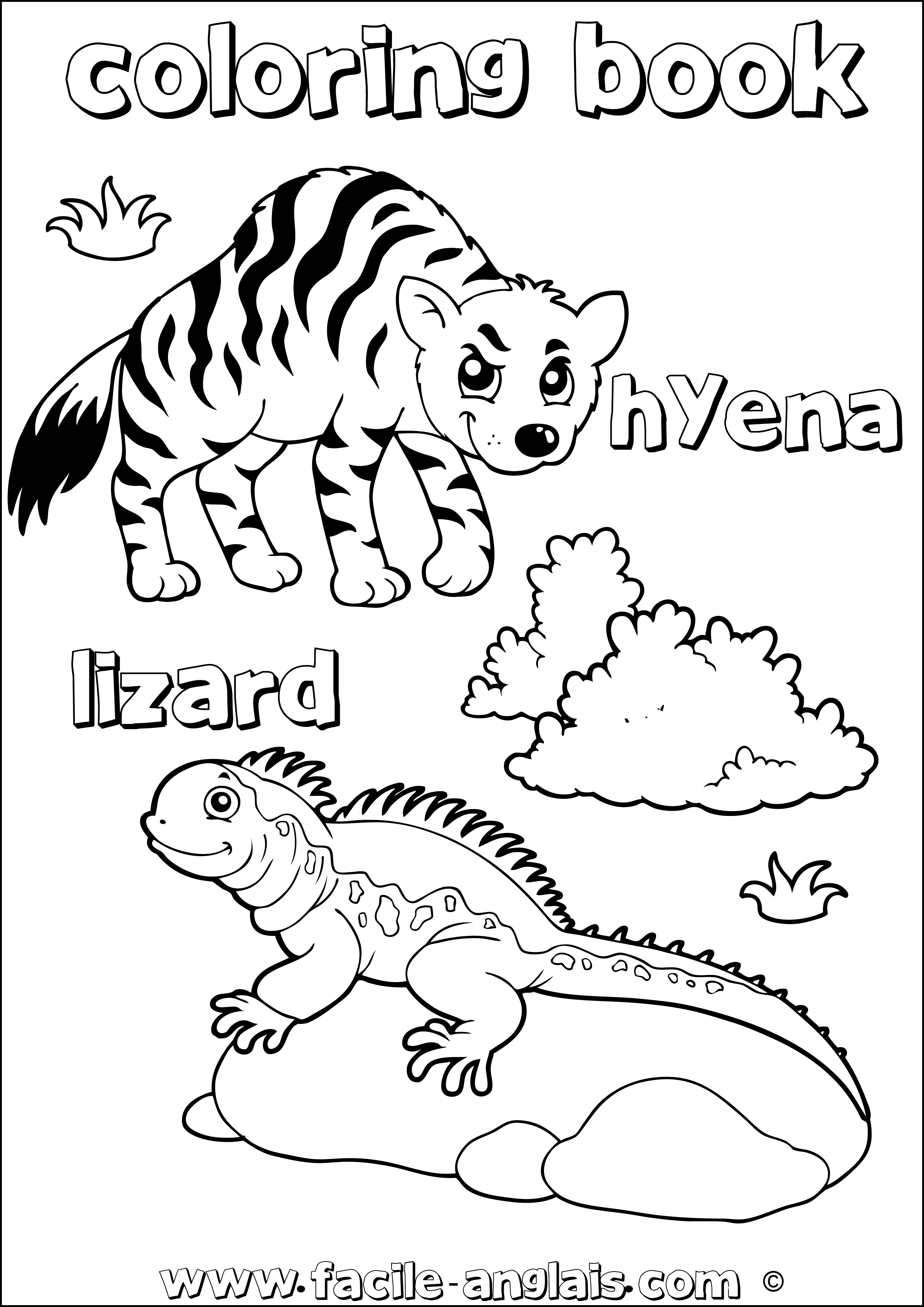coloring book hyena lizard