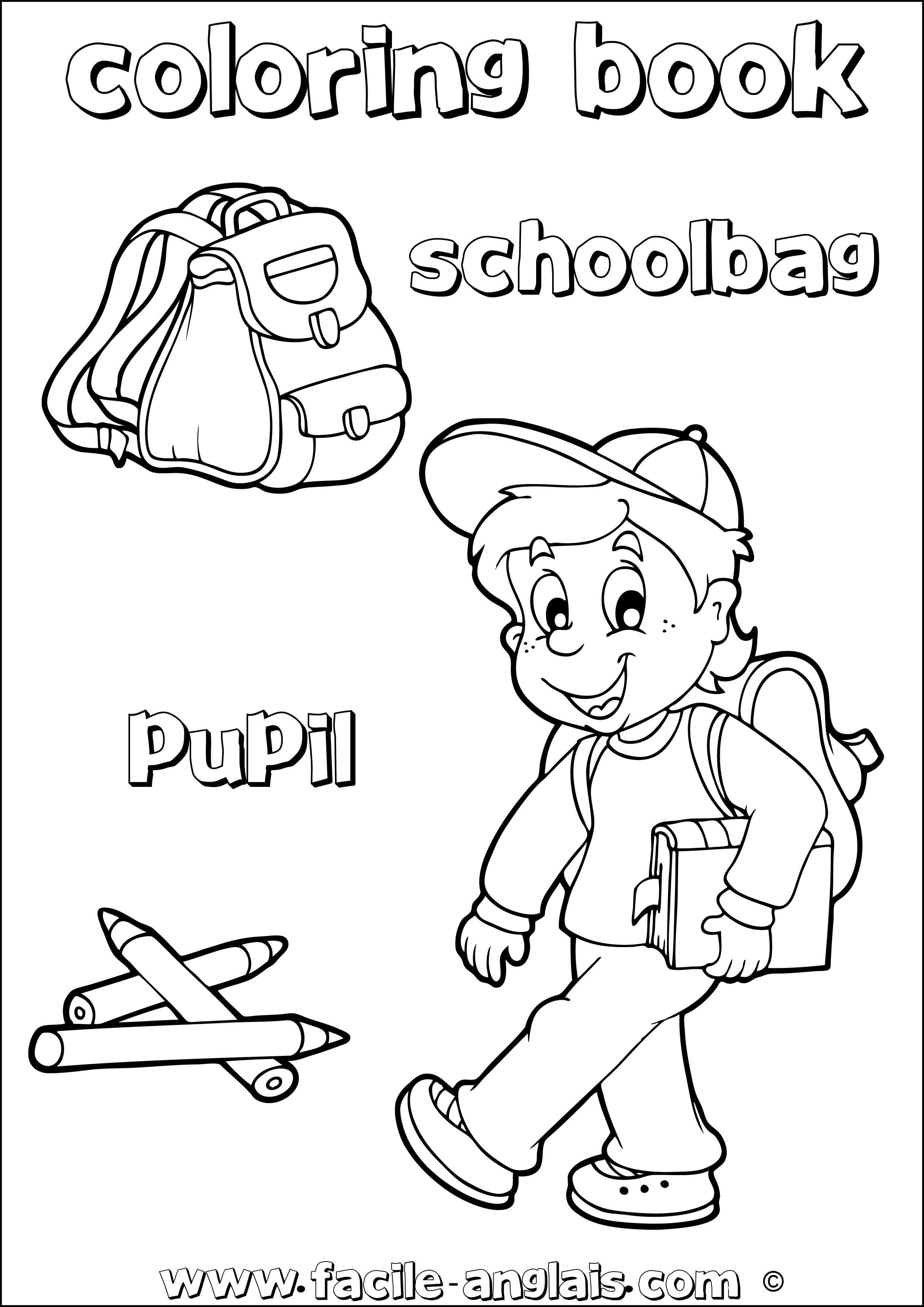 coloring book pupil schoolbag